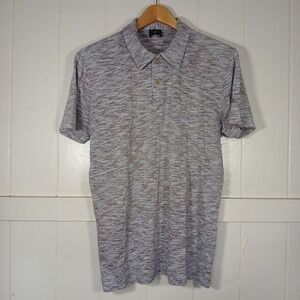 Bogner Linen Cotton Polo Shirt Mens XL Gray‎ Brown Heather Made in Italy